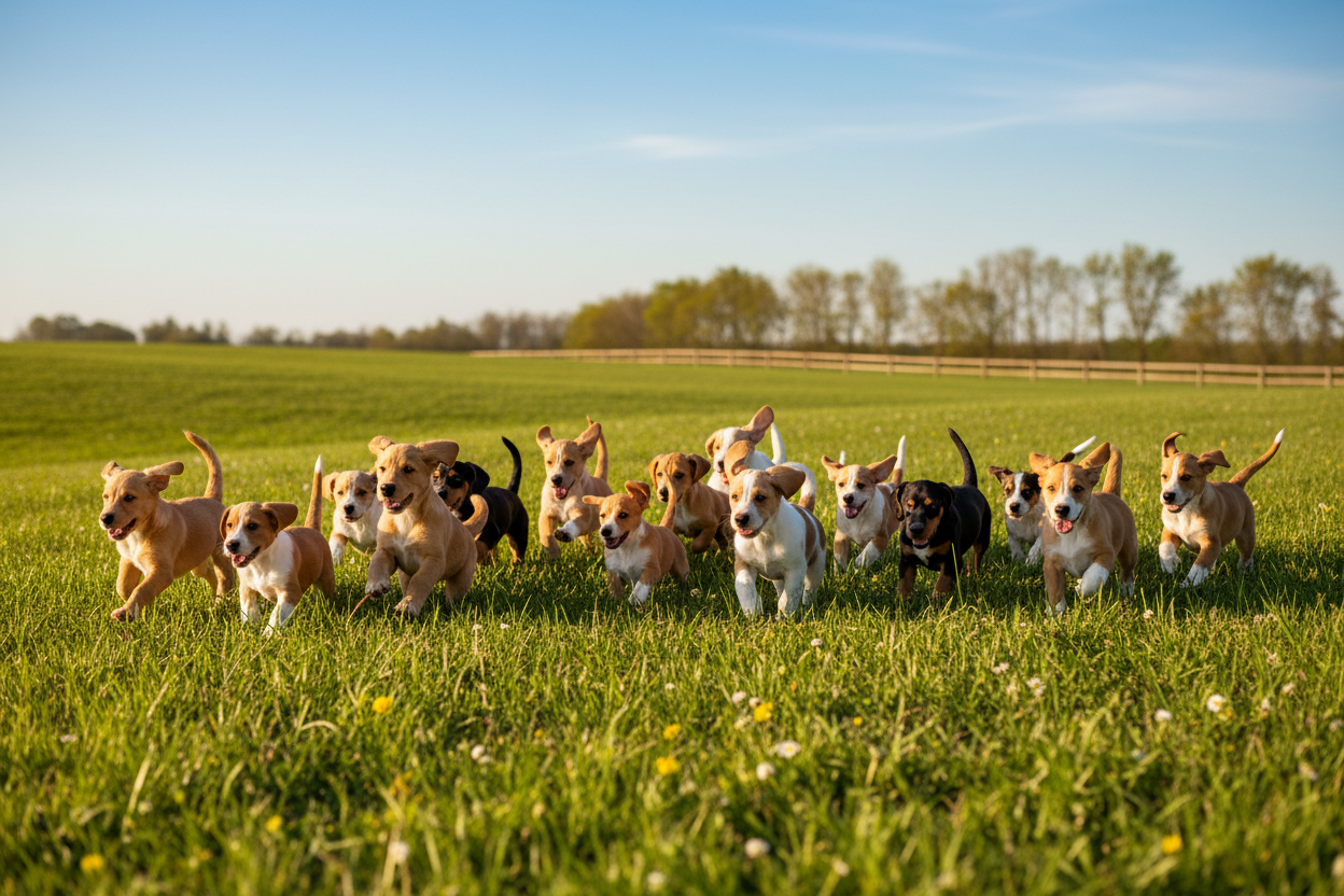 puppies running free